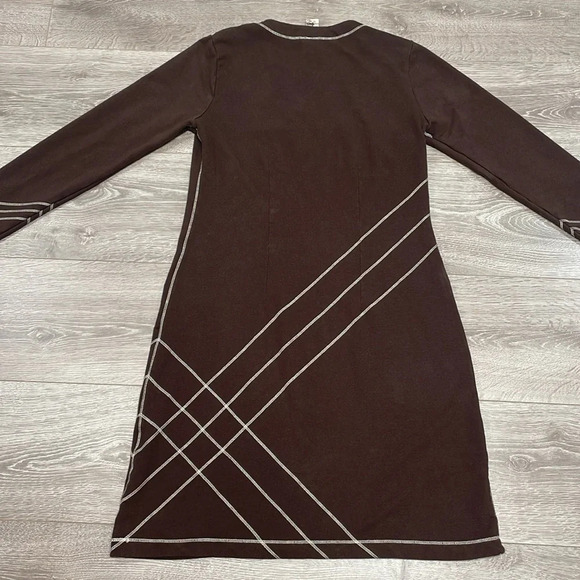 Aventura Organic Cotton Long Sleeve V-neck Brown Teagan Dress Details M - Picture 16 of 16